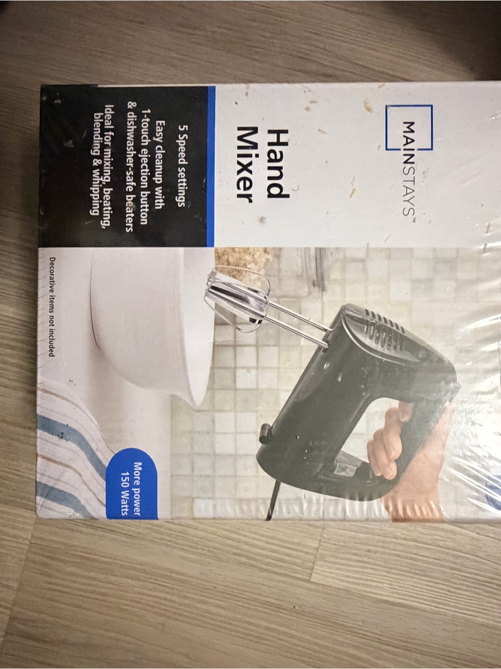 Mainstays Black Hand Mixer with Stainless Beaters